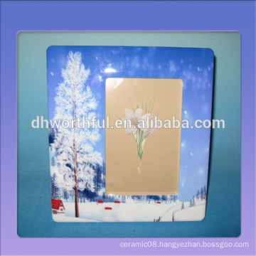 Hot selling ceramic picture frames with snow scenery painting